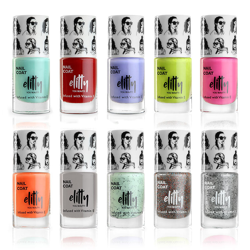 Elitty Nail Polish Combo -Ultimate Nail Affair  -Pack of 10