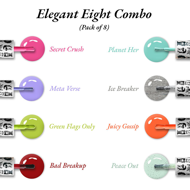 Elitty Nail Polish Combo -Elegant Eight  -Pack of 8