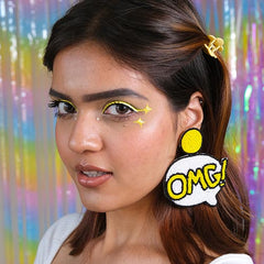 Yellow Honeycomb Eyeliner and Omg Earrings Combo