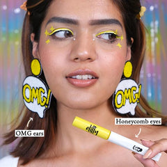 Yellow Honeycomb Eyeliner and Omg Earrings Combo