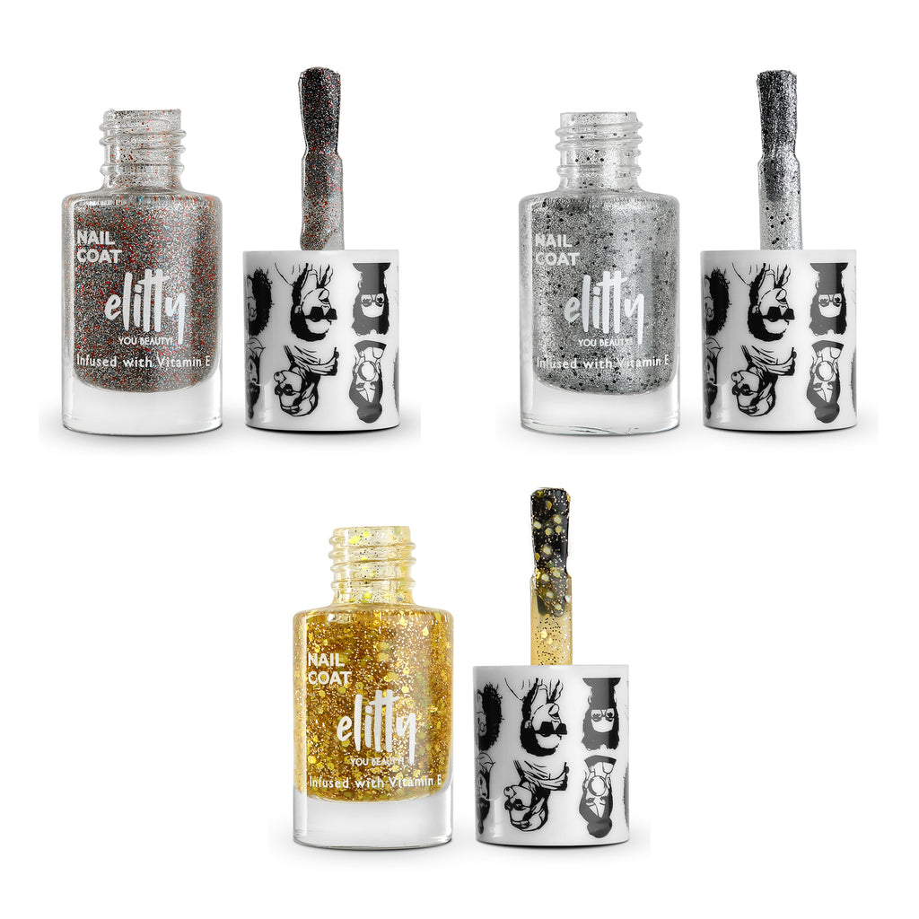 Elitty Nail Polish Combo Shimmer - Pack of 3